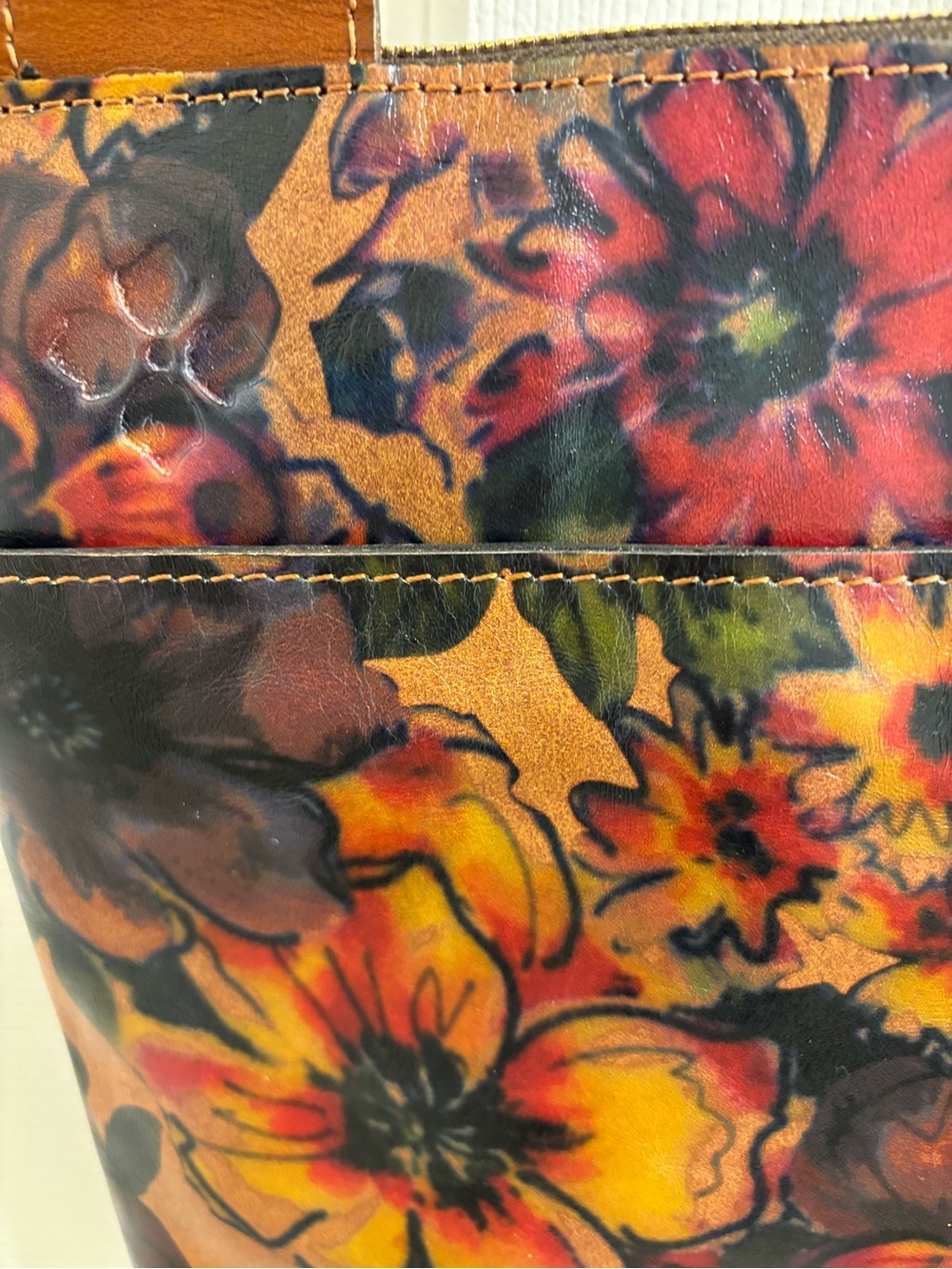 Patricia Nash Stipes floral leather crossbody - Like New - Picture 5 of 10